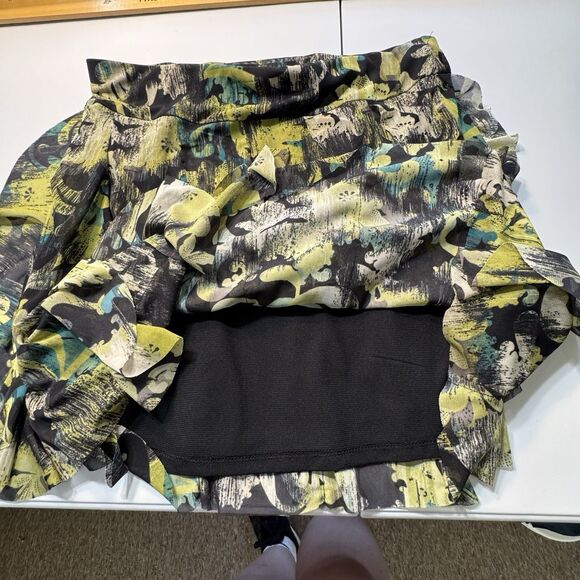 Relativity Size Medium Multi-color Floral Ruffled Lined Mesh Skirt Knee Length - Picture 6 of 7